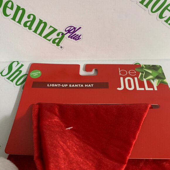 Ugly Christmas Hat Be Jolly Santa Lights Light-Up 3 Speeds Red White - Picture 3 of 5